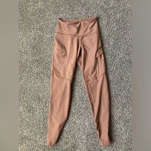 Small, gently used, Old Navy, brown leggings with zipper pocket